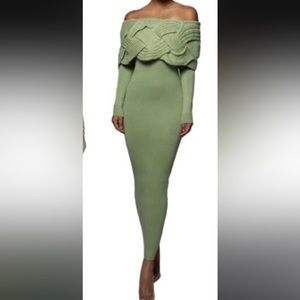JLux Cecyl Knit Sweater Dress in Mint